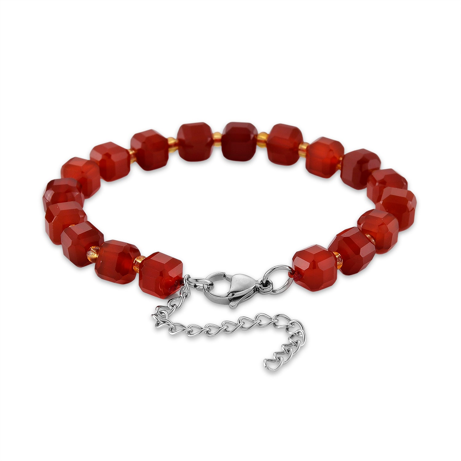 Roter Achat, Glas Armband, flexibel, 316L Edelstahl 58.00 ct