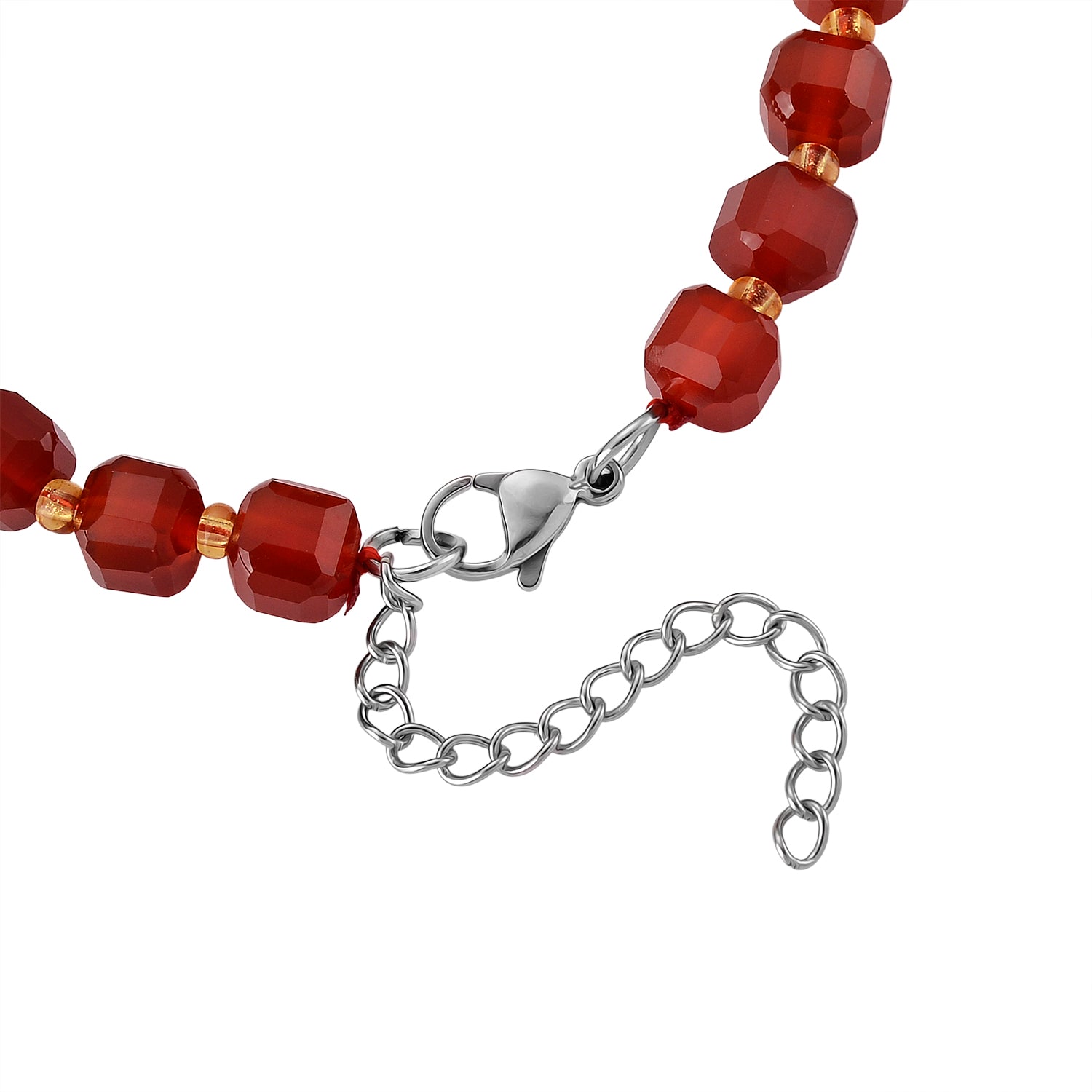Roter Achat, Glas Armband, flexibel, 316L Edelstahl 58.00 ct