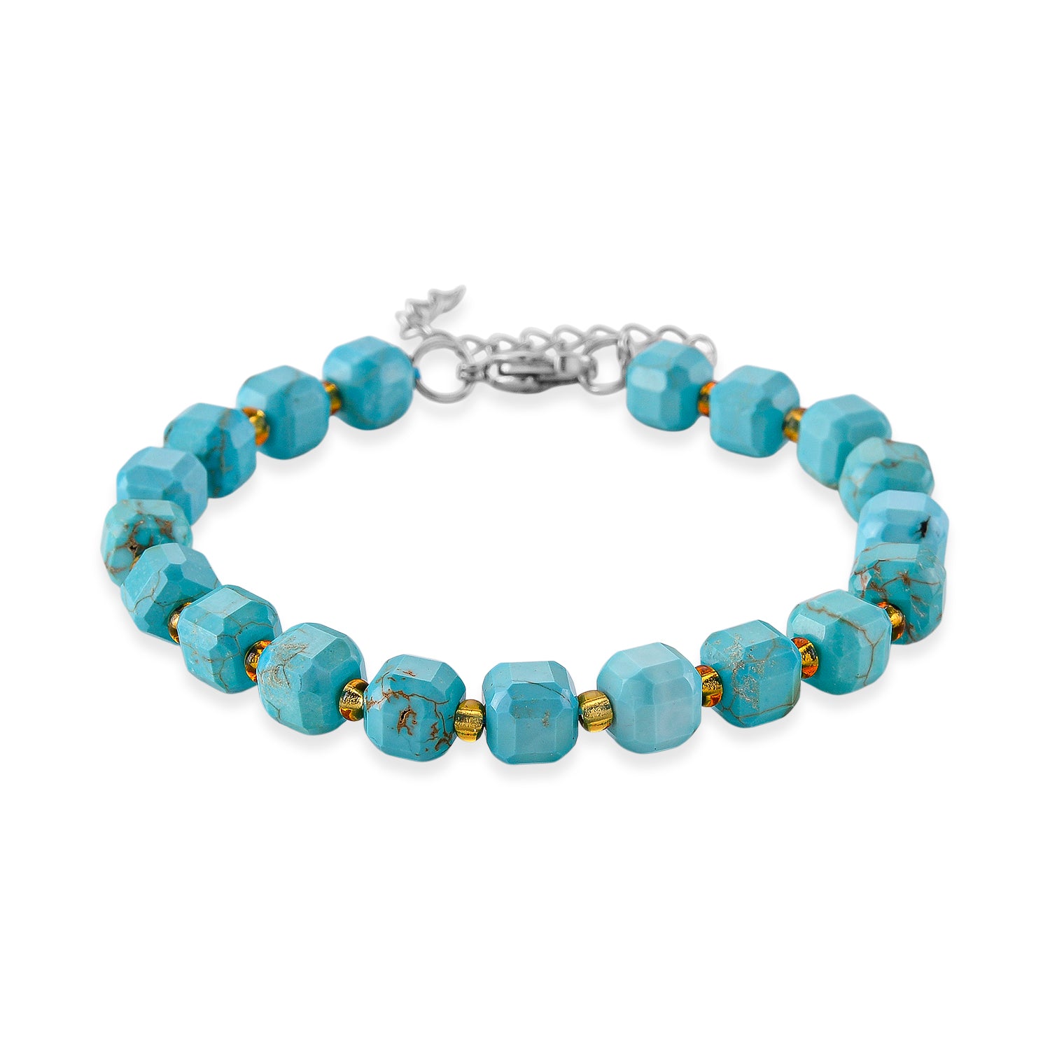 Blauer Howlit, Glas Armband, flexibel, 316L Edelstahl 58.00 ct