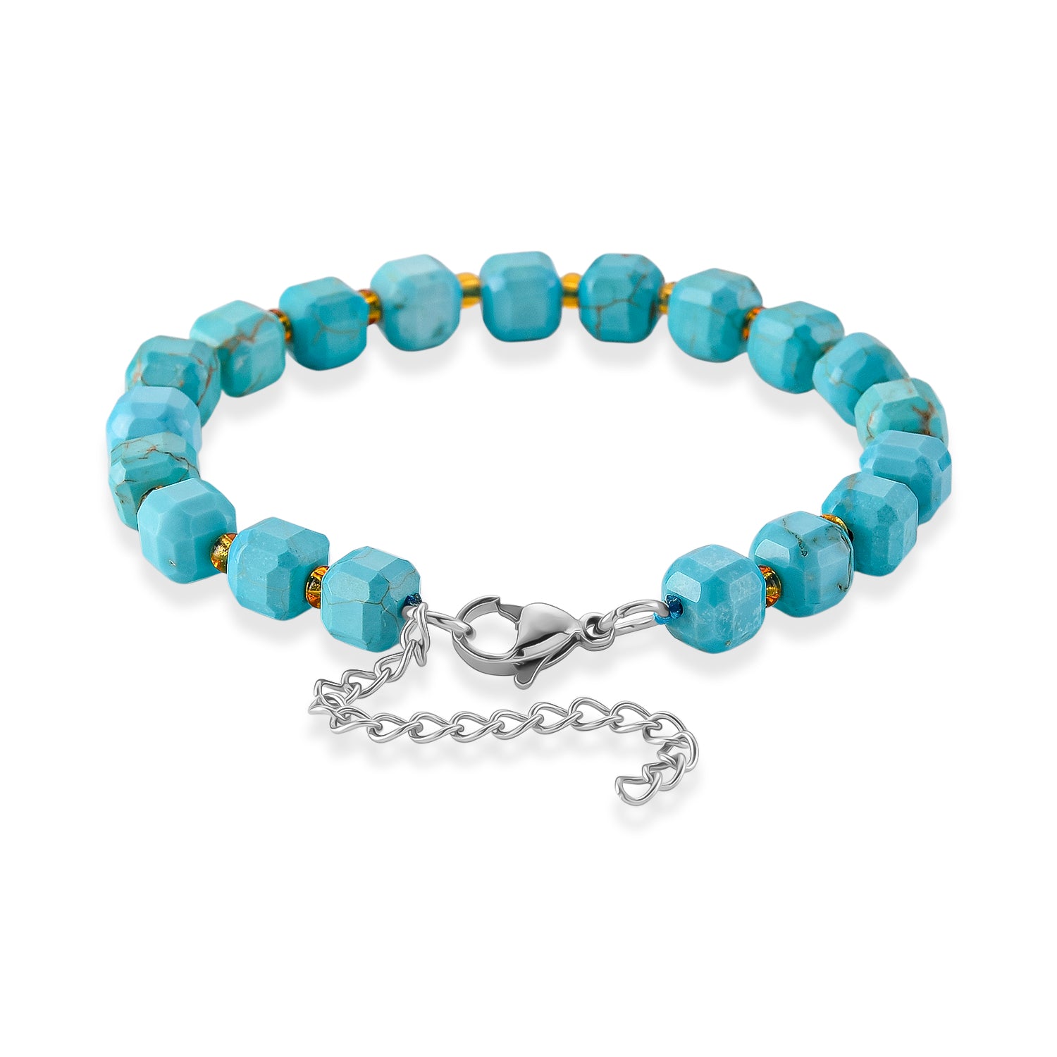 Blauer Howlit, Glas Armband, flexibel, 316L Edelstahl 58.00 ct