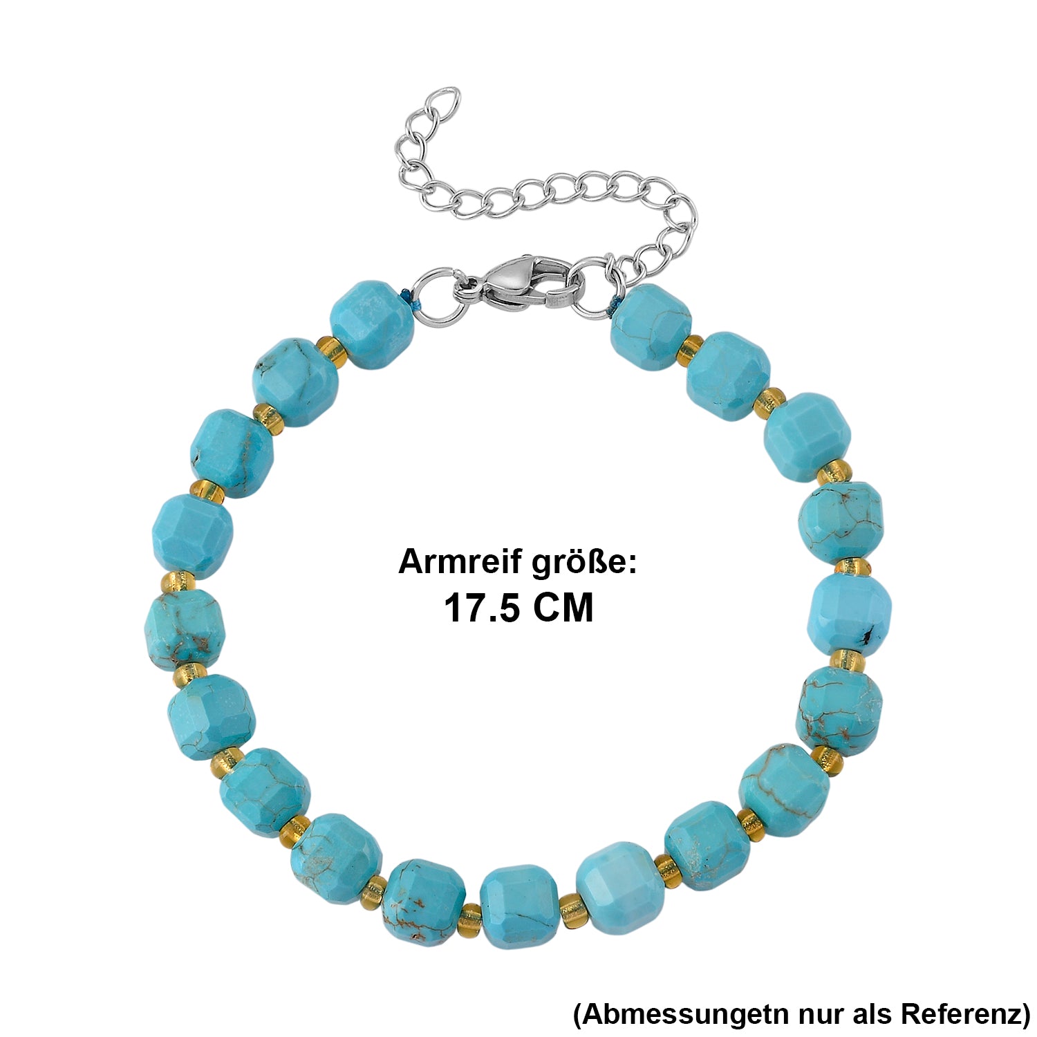 Blauer Howlit, Glas Armband, flexibel, 316L Edelstahl 58.00 ct