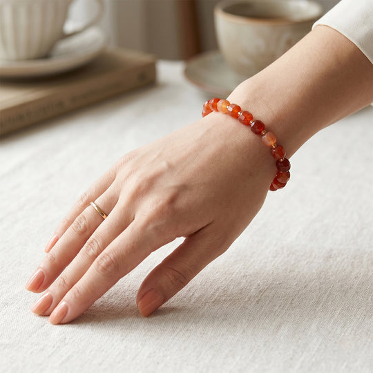 Karneol, Glas Armband, flexibel, 316L Edelstahl 58.00 ct