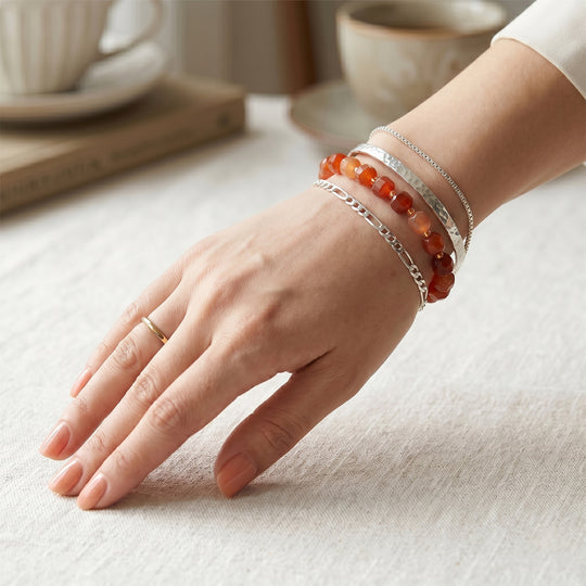 Karneol, Glas Armband, flexibel, 316L Edelstahl 58.00 ct