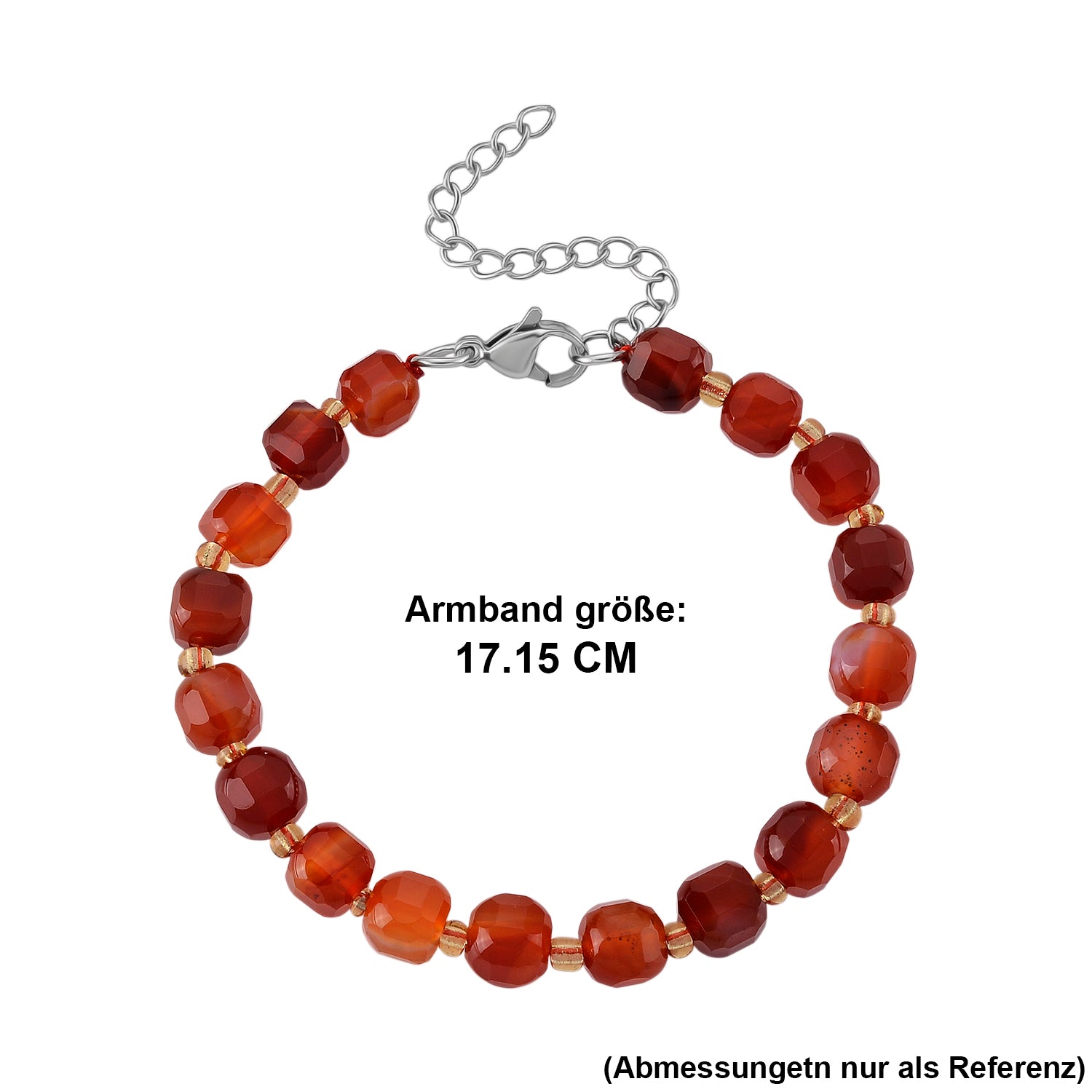 Karneol, Glas Armband, flexibel, 316L Edelstahl 58.00 ct