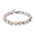 Weißer Howlit, Glas Armband, flexibel, 316L Edelstahl 58.00 ct
