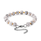 Weißer Howlit, Glas Armband, flexibel, 316L Edelstahl 58.00 ct