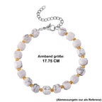 Weißer Howlit, Glas Armband, flexibel, 316L Edelstahl 58.00 ct