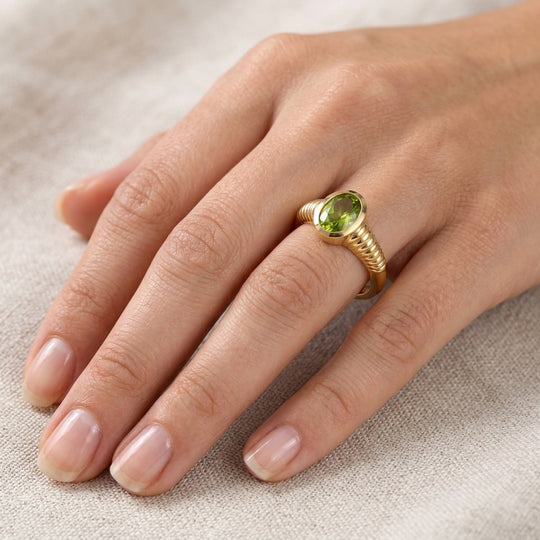 EVER TRUE Natürlicher Peridot Ring 950 Kupfer (Größe 21.00) ca. 0.85 ct