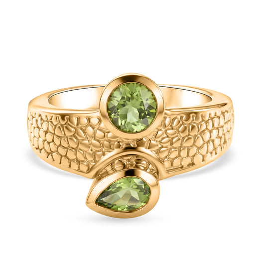 EVER TRUE Natürliche Peridot Ring 950 Kupfer (Größe 18.00) ca. 0.97 ct