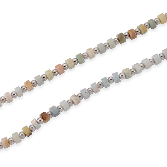 Mehrfarbiger Amazonit Halskette, flexibel, Reine Legierung ca. 25.00 ct