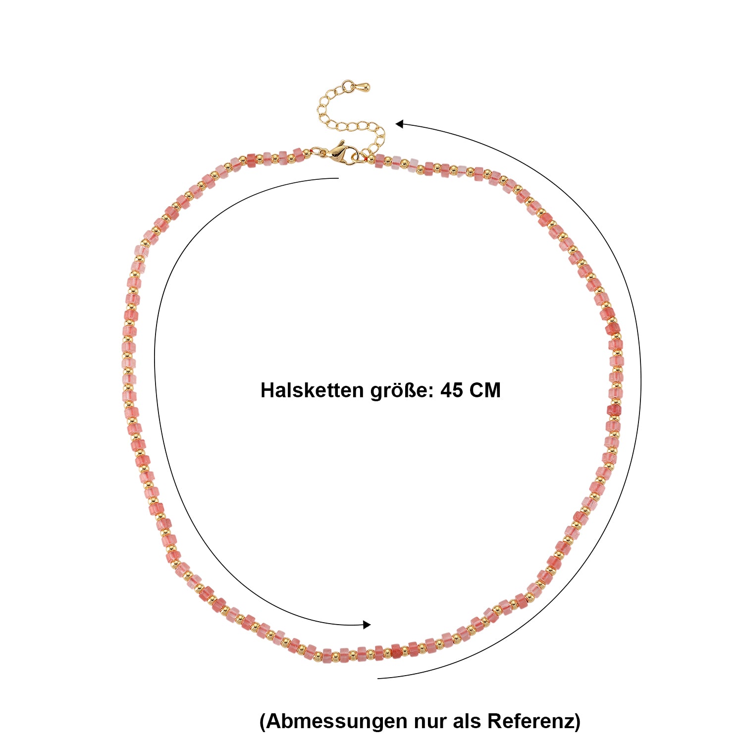 Kirsche Quarz Halskette, flexibel, Reine Legierung Vergoldet ca. 25.00 ct