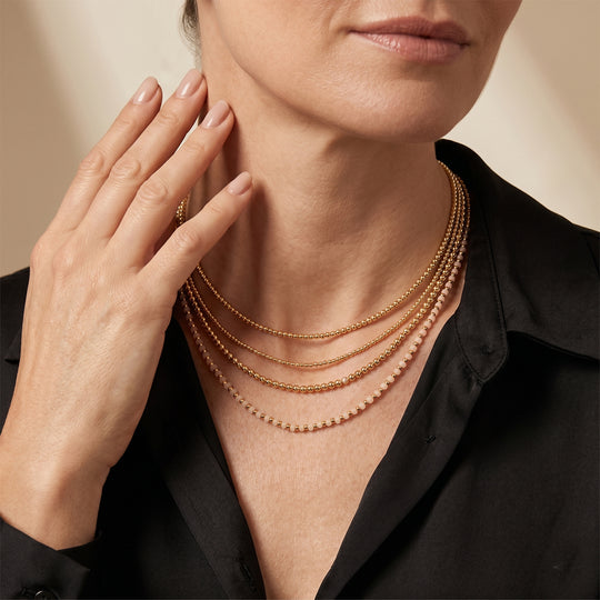 Weißer Kristall Halskette, flexibel, Reine Legierung Vergoldet 25.00 ct