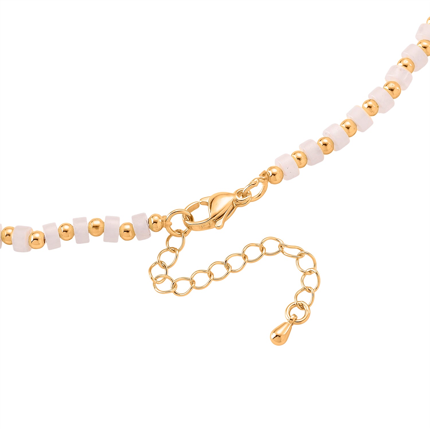 Weißer Kristall Halskette, flexibel, Reine Legierung Vergoldet 25.00 ct
