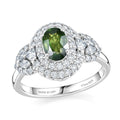 D'Joy AA Grüner Saphir, Moissanit Ring 925 Silber Rhodiniert (Größe 20.00) ca. 1,78 ct