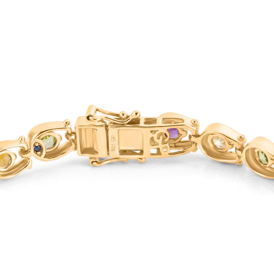 GP - AA Mehrfarbige Edelsteine Armband ca. 20 cm 925 Silber 750 Gelbgold vermeil ca. 5,12 ct.