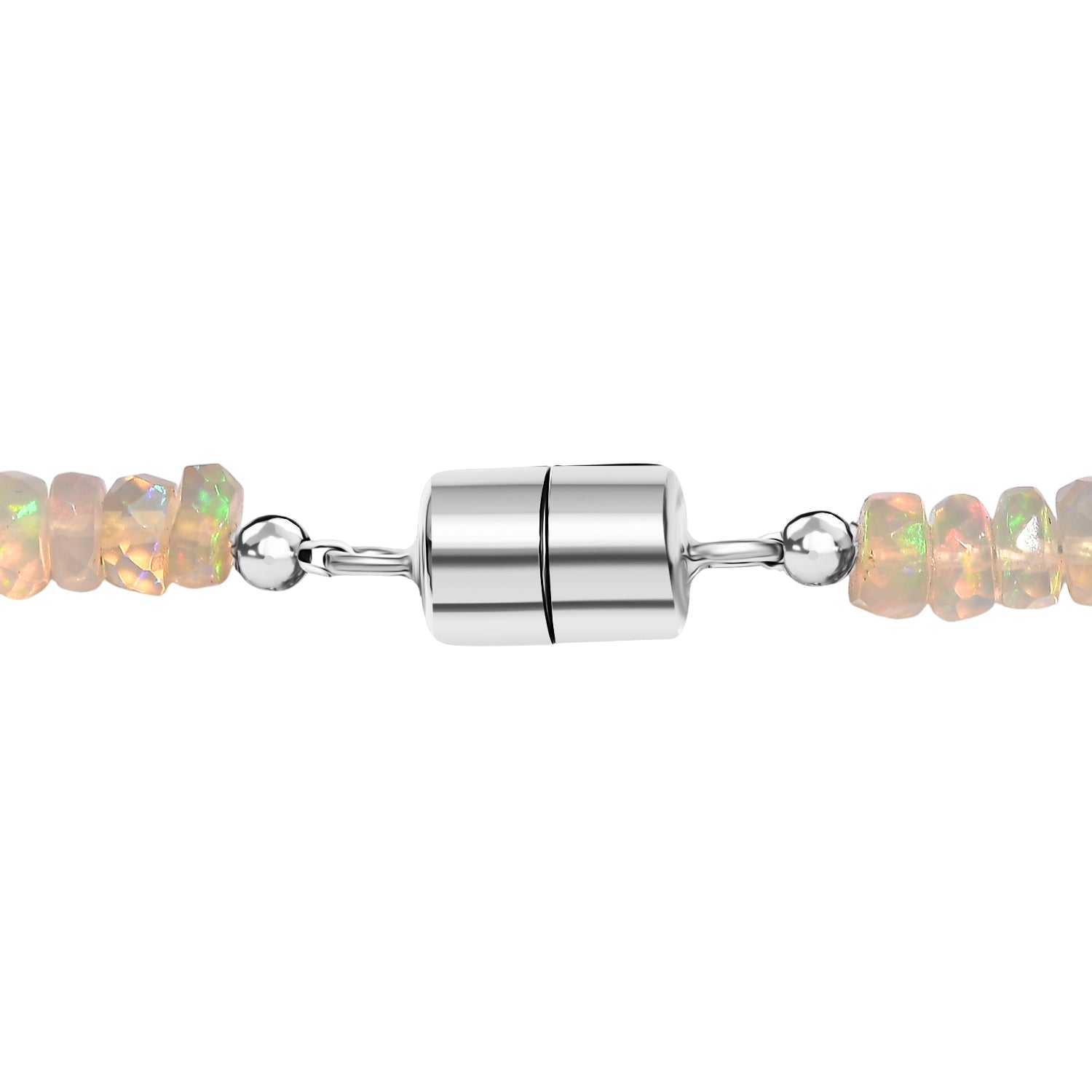 D'Joy AAA Natürlicher, äthiopischer Welo Opal Halskette ca. 45 cm 925 Silber Rhodiniert ca. 78,00 ct.