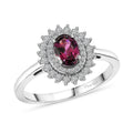 D'Joy AAA Radiant Ember Granat, Moissanit Ring 925 Silber Rhodiniert (Größe 20.00) ca. 1,54 ct