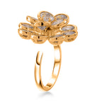 Weißer Zirkonia Ring Nickelfreies Messing, flexible, Goldfarben, (Größe 17.00-19.00)