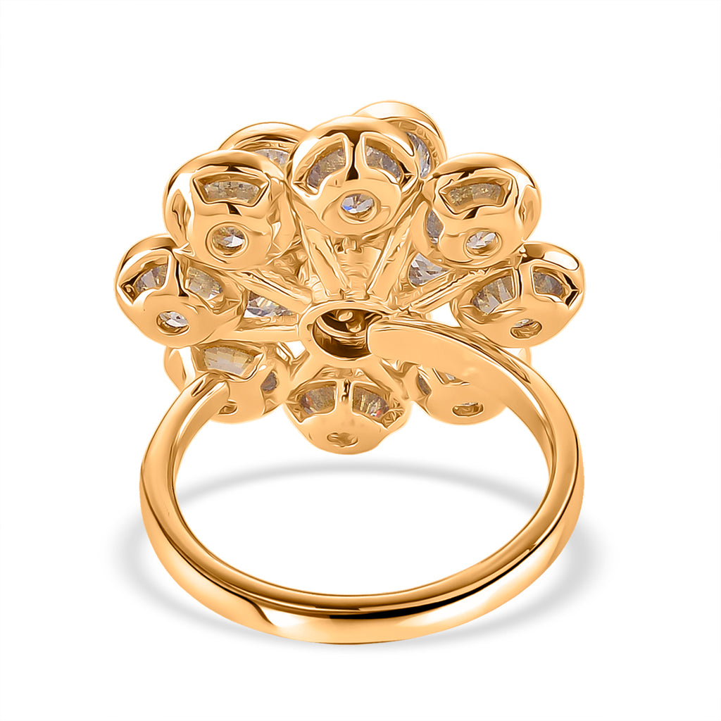 Weißer Zirkonia Ring Nickelfreies Messing, flexible, Goldfarben, (Größe 17.00-19.00)