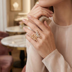 Weißer Zirkonia Ring Nickelfreies Messing, flexible, Goldfarben, (Größe 16.00-18.00)