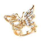 Weißer Zirkonia Ring Nickelfreies Messing, flexible, Goldfarben, (Größe 16.00-18.00)
