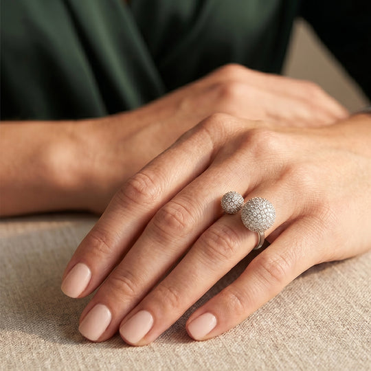 Weißer Zirkonia Ring Nickelfreies Messing, flexibel, Silberfarben, (Größe 18.00-20.00)