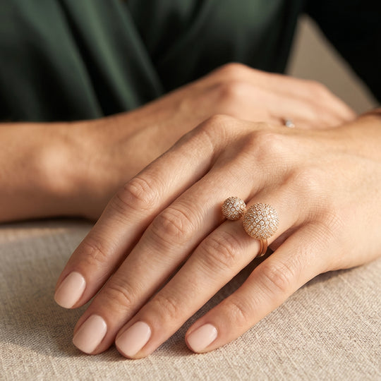 Weißer Zirkonia Ring Nickelfreies Messing, flexibel, Goldfarben, (Größe 18.00-20.00)