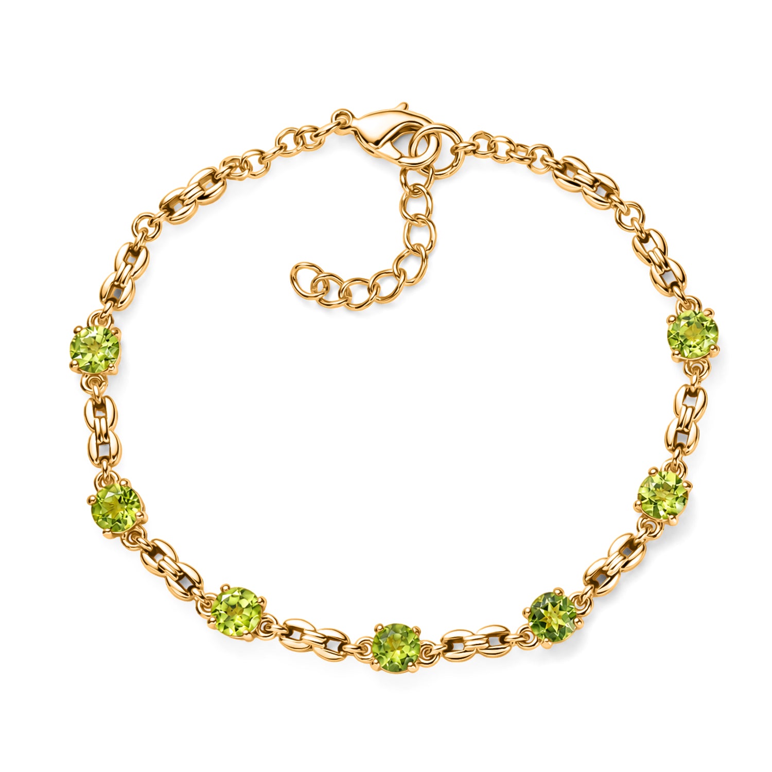 EVER TRUE Natürliches Peridot Armband, ca. 19 cm, 950 Kupfer ca. 3.74 ct