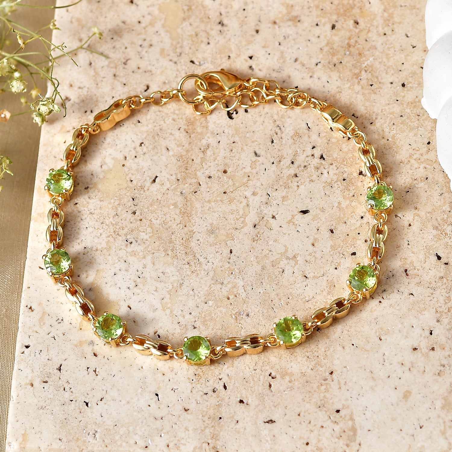 EVER TRUE Natürliches Peridot Armband, ca. 19 cm, 950 Kupfer ca. 3.74 ct