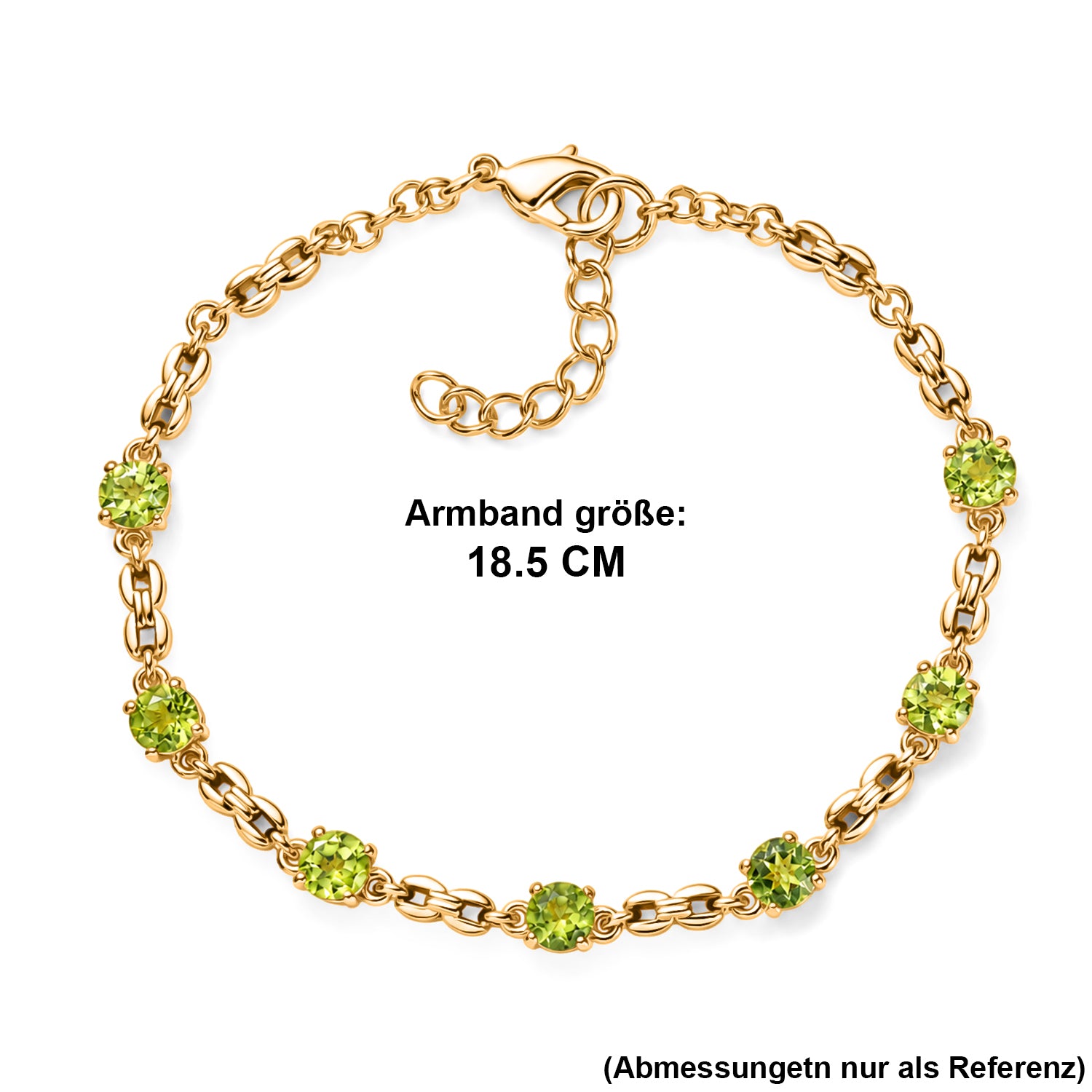 EVER TRUE Natürliches Peridot Armband, ca. 19 cm, 950 Kupfer ca. 3.74 ct