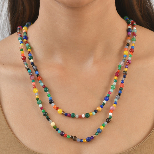 Mehrfarbig Edelsteine Halskette 127 cm ca. 250.00 ct