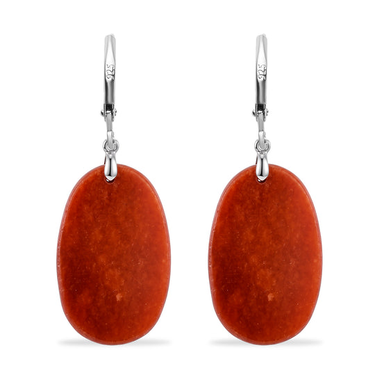 D'Joy Rote Jade Ohrringe 925 Silber Rhodiniert ca. 50.00 ct