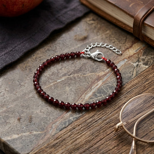 Mosambik Granat Armband ca. 18 cm 316L Edelstahl ca. 22.00 ct