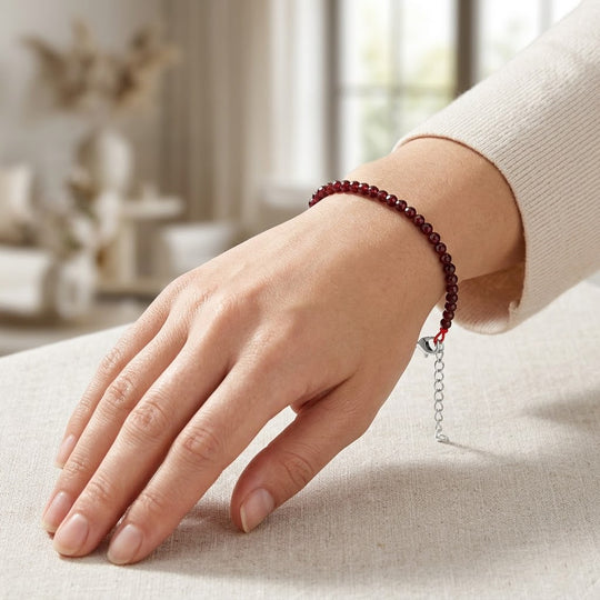 Mosambik Granat Armband ca. 18 cm 316L Edelstahl ca. 22.00 ct