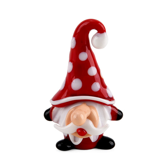 Glasfigur Igel mit Weihnachtsmütze und kleinem Tannenbaum, 5x3,2cm, mehrfarbig