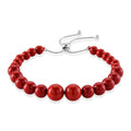 D'Joy Natürlicher roter Zinnober Armband ca. Flexibles cm 925 Silber Rhodiniert ca. 70,00 ct.