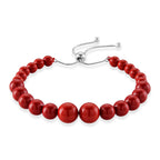 D'Joy Natürlicher roter Zinnober Armband ca. Flexibles cm 925 Silber Rhodiniert ca. 70,00 ct.