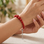 D'Joy Natürlicher roter Zinnober Armband ca. Flexibles cm 925 Silber Rhodiniert ca. 70,00 ct.