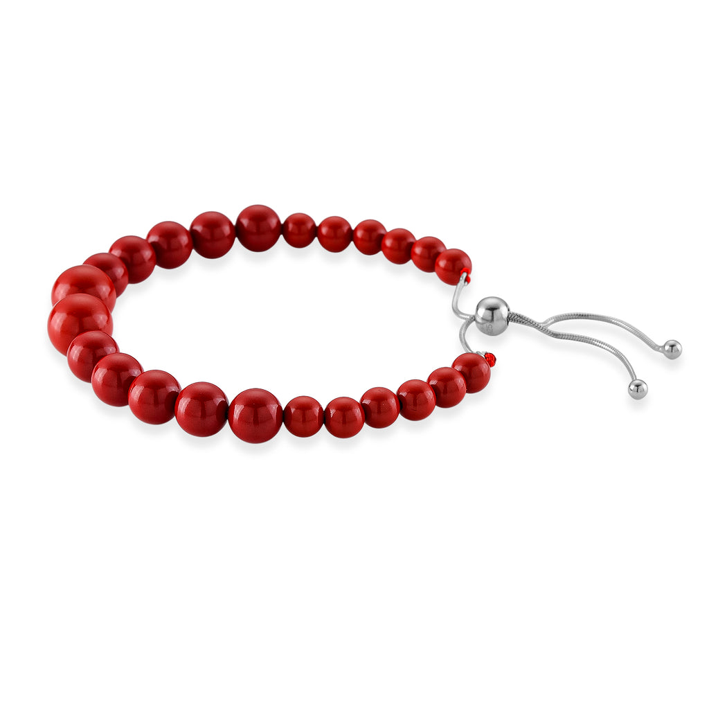 D'Joy Natürlicher roter Zinnober Armband ca. Flexibles cm 925 Silber Rhodiniert ca. 70,00 ct.