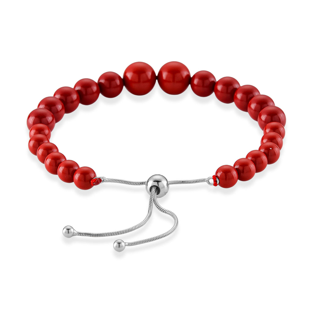 D'Joy Natürlicher roter Zinnober Armband ca. Flexibles cm 925 Silber Rhodiniert ca. 70,00 ct.