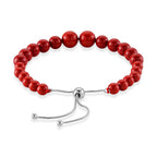 D'Joy Natürlicher roter Zinnober Armband ca. Flexibles cm 925 Silber Rhodiniert ca. 70,00 ct.
