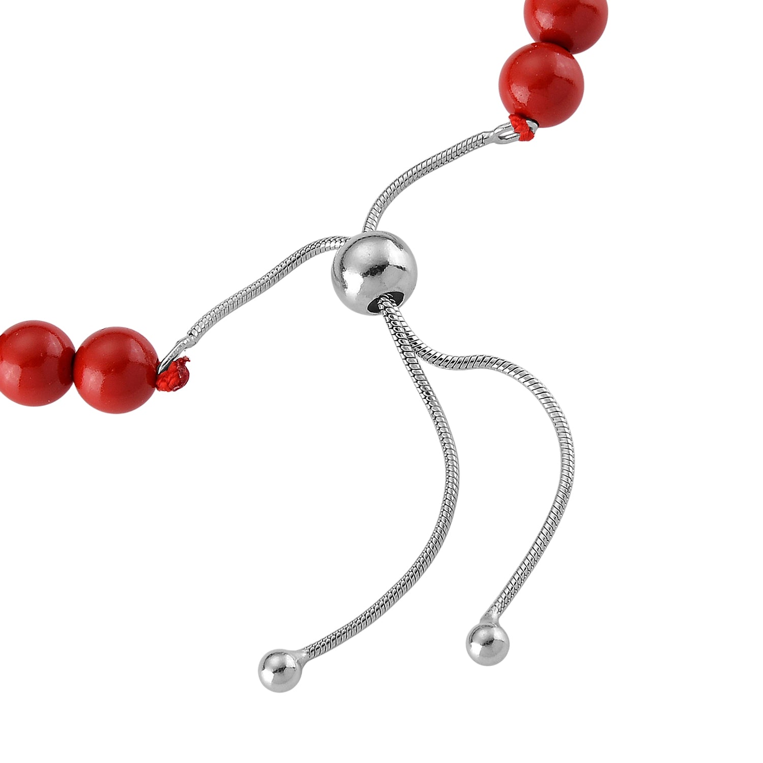 D'Joy Natürlicher roter Zinnober Armband ca. Flexibles cm 925 Silber Rhodiniert ca. 70,00 ct.