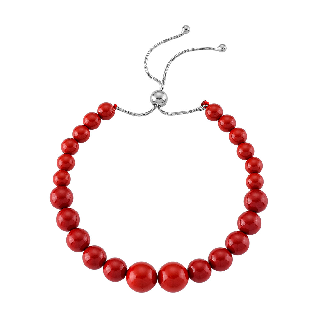 D'Joy Natürlicher roter Zinnober Armband ca. Flexibles cm 925 Silber Rhodiniert ca. 70,00 ct.