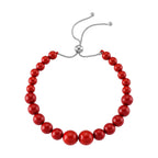 D'Joy Natürlicher roter Zinnober Armband ca. Flexibles cm 925 Silber Rhodiniert ca. 70,00 ct.