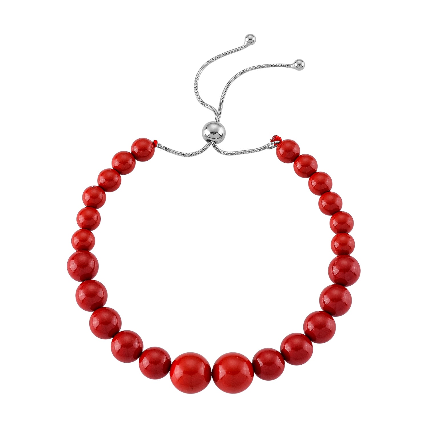 D'Joy Natürlicher roter Zinnober Armband ca. Flexibles cm 925 Silber Rhodiniert ca. 70,00 ct.