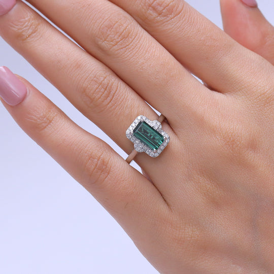 Rhapsody AAAA Pirineu Lagoon Tourmaline, Weißer Diamant Ring 950 Platin (Größe 18.00)   (10-16 Werktage Lieferzeit) ca. 2,56 ct