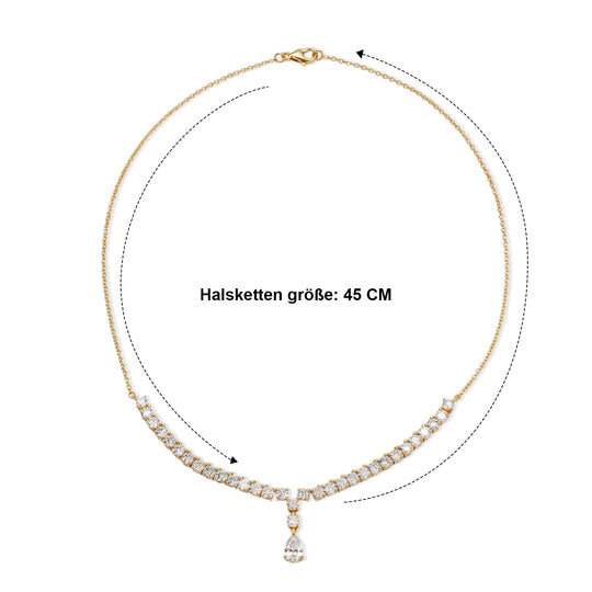 D'Joy Moissanit Halskette ca. 45 cm 925 Silber 750 Gelbgold vermeil ca. 8.87 ct