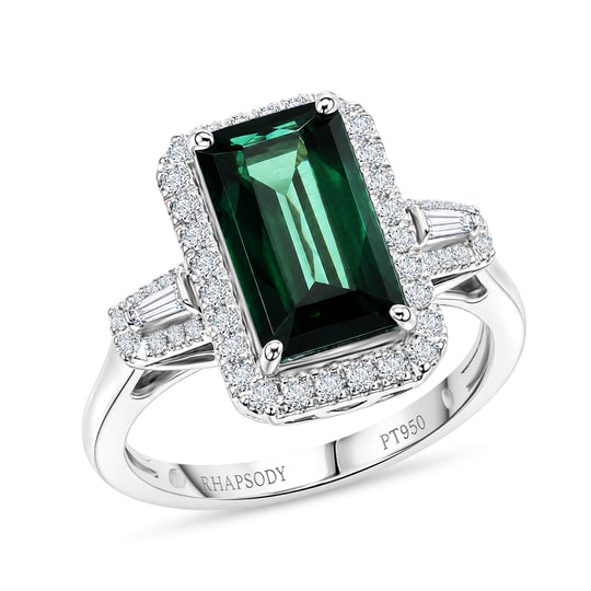 Rhapsody AAAA Pirineu Lagoon Tourmaline, Weißer Diamant Ring 950 Platin (Größe 17.00)   (10-16 Werktage Lieferzeit) ca. 5,09 ct