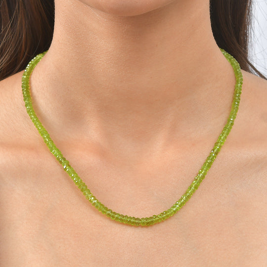 D'Joy AA Natürliche Peridot Halskette ca. 45 cm 925 Silber Rhodiniert ca. 100.00 ct