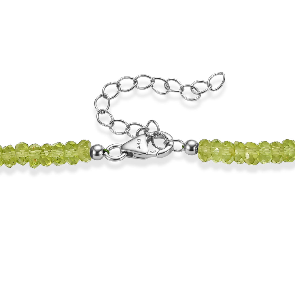 D'Joy AA Natürliche Peridot Halskette ca. 45 cm 925 Silber Rhodiniert ca. 100.00 ct